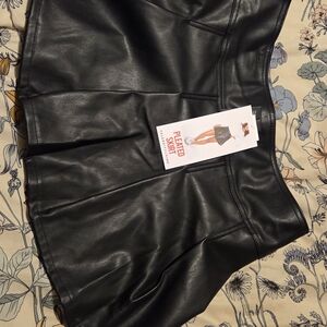 Celebrity Pink Black Leather Skirt